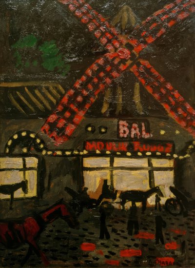 Moulin Rouge nocą autorstwa Auguste Chabaud