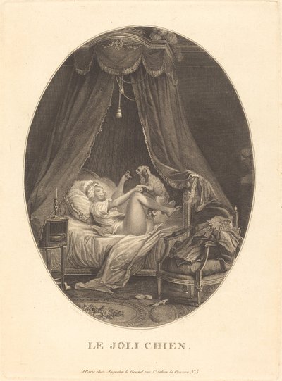 Ładny pies autorstwa Auguste Claude Simon Legrand after Nicolas Lavreince