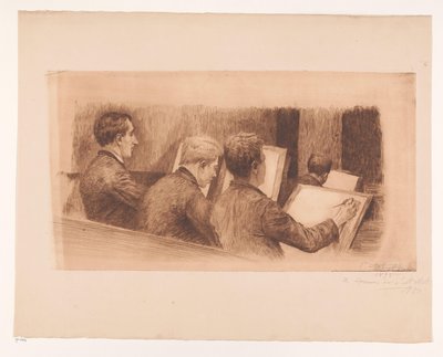 Lekcja w szkole rysunku autorstwa Auguste Danse (signed by artist)