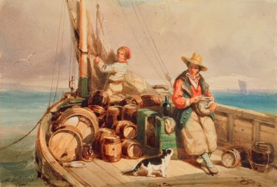 Dwie postacie na łodzi, 1843 (wc na papierze) autorstwa Auguste Delacroix