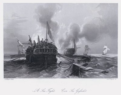 Bitwa morska (rycina) autorstwa Auguste Etienne Francois Mayer