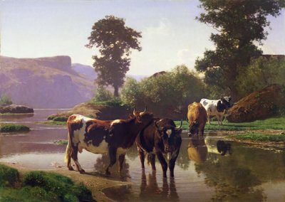 Bydło nad jeziorem autorstwa Auguste Francois Bonheur