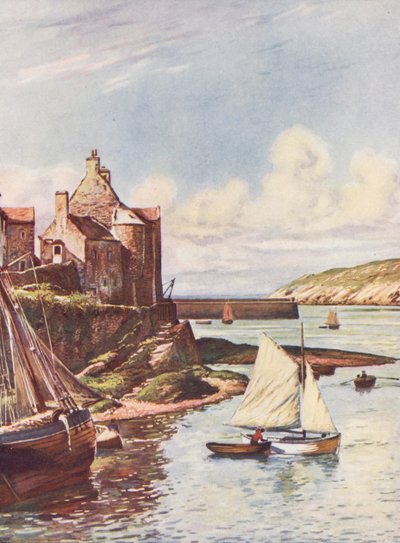 Francja: Le Port Du Conquet (kolorowa litografia) autorstwa Auguste Gerardin