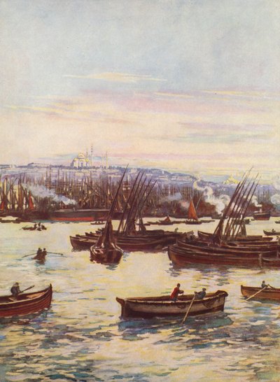 Złoty Róg, Turcja (kolorowa litografia) autorstwa Auguste Gerardin