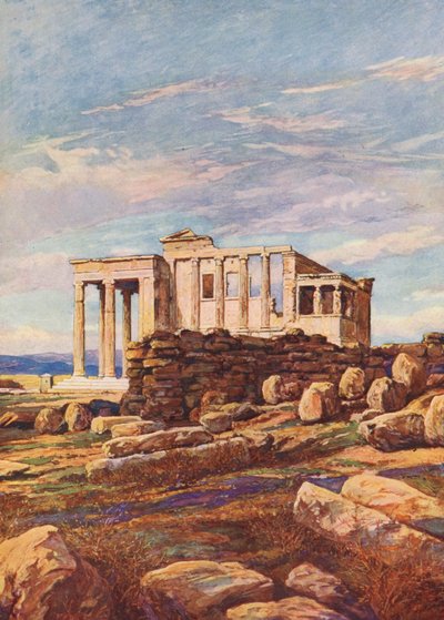 Na Akropolu, Grecja (kolorowa litografia) autorstwa Auguste Gerardin