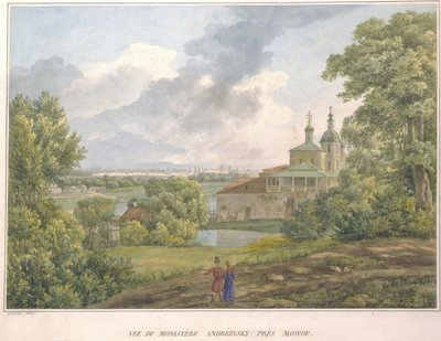 Widok Moskwy ze Wzgórz Wróbli. Klasztor Andreevsky, 1827 autorstwa Auguste Jean Baptiste Antoine Cadolle
