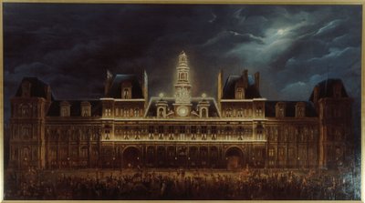 Iluminacja Hôtel de Ville z okazji Dnia Króla, 1 maja autorstwa Auguste Jean Simon Roux
