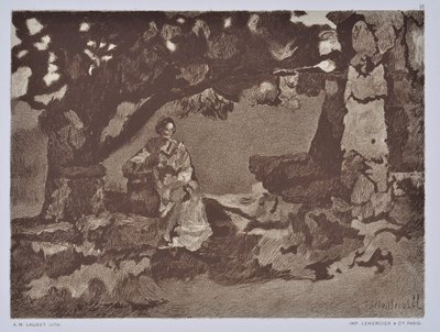 Kobieta przy studni (rysunek) autorstwa Auguste Lauzet