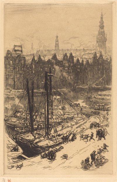 Amsterdam widziany z hotelu Victoria (Hotel Amsterdamvue de Victoria) autorstwa Auguste Lepere