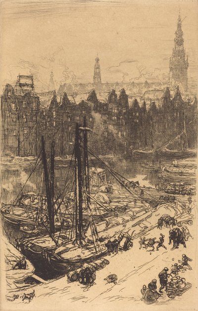 Amsterdam Widziany z hotelu Victoria Hotel Amsterdamvue de Victoria, 1901. autorstwa Auguste Lepere