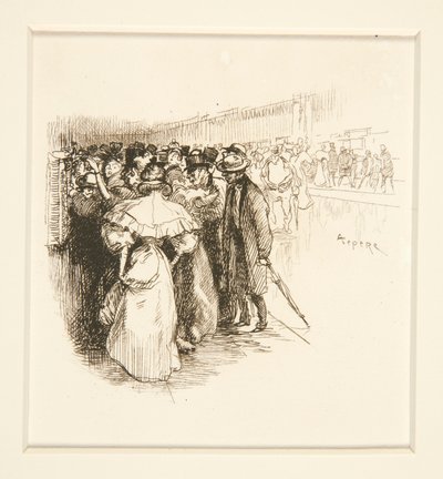 Tłum w okienku biletowym (?) autorstwa Auguste Lepere