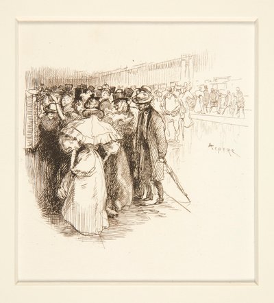 Tłum w okienku biletowym (?) autorstwa Auguste Lepere