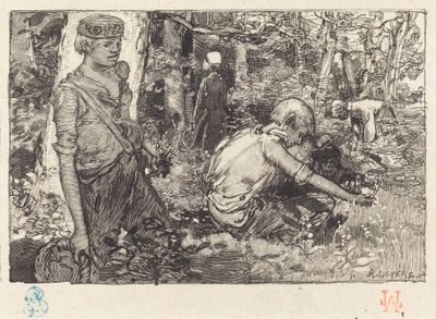 Zbiór lilii majowej (La cueillette du muguet) autorstwa Auguste Lepere