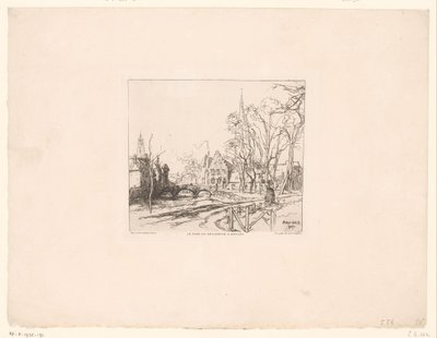 Widok na most w beginażu w Brugii Le pont du Beginage à Bruges (tytuł na obiekcie) autorstwa Auguste Lepere