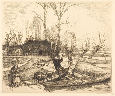 W zatopionym bagnie - Pasterz (Au marais inonde - Le berger) autorstwa Auguste Lepere