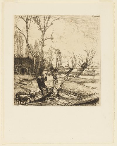 W zatopionym bagnie - Pasterz (Au marais inonde - Le berger) autorstwa Auguste Lepere