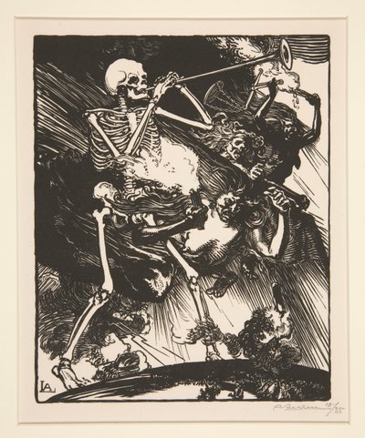 Śmierć i niezgoda spadnie na ziemię, z filmu Wojna 1914, pierwsza seria, nr. 7 autorstwa Auguste Lepere