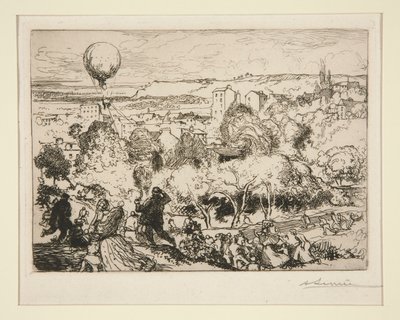 Spadający balon, w Pre-Saint-Gervais (Spadający balon, w Pre-Saint-Gervais) autorstwa Auguste Lepere