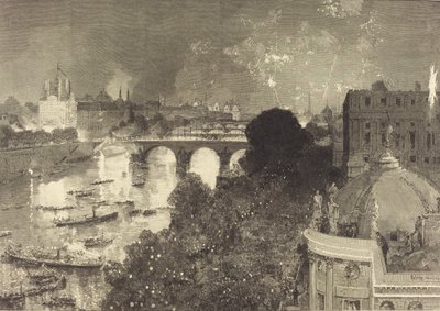 14 lipca. Iluminacja Sekwany od Pont Neuf do Pont au Change, 1882. autorstwa Auguste Lepere