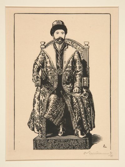 Le Csar en costume de sacre (Czar w stroju koronacyjnym), z La Guerre de 1914, seria pierwsza, nr 3 autorstwa Auguste Lepere