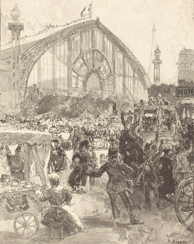 Pałac Maszyn, wydany w 1889 r. autorstwa Auguste Lepere