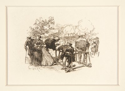 Mężczyzna w Walkerze z innymi postaciami w parku autorstwa Auguste Lepere