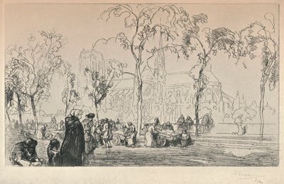 Notre Dame widziana z Quai Montebello, 1915 autorstwa Auguste Louis Lepère