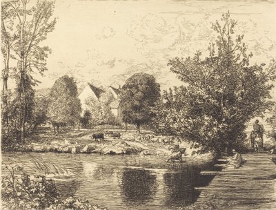 Stara kładka, Brzegi Małego Morin Vieille passerelle, bords du petit morin, 1915. autorstwa Auguste Lepere