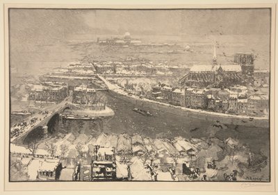 Paryż pod śniegiem, od dziś św. Gervais (Paryż pod śniegiem, widziany ze szczytu St. Gervais) autorstwa Auguste Lepere