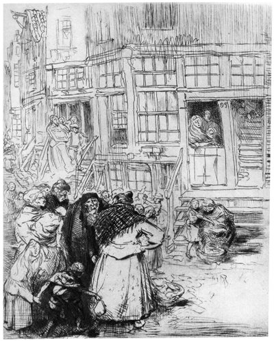 Dzielnica żydowska w Amsterdamie, c1870-1910 1924 autorstwa Auguste Louis Lepère
