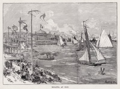 Regaty w Nicei (grawerowanie) autorstwa Auguste Lepere