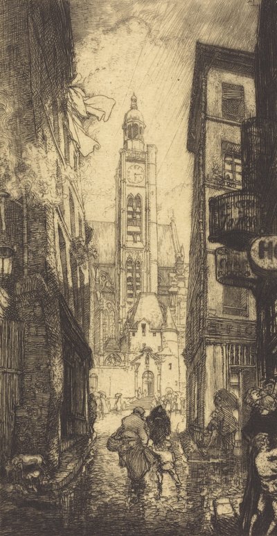 Rue de la Montagne-Sainte-Genevieve, Paryż, 1906. autorstwa Auguste Lepere