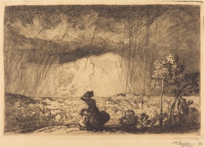 Burza na wydmie, Vendee autorstwa Auguste Lepere
