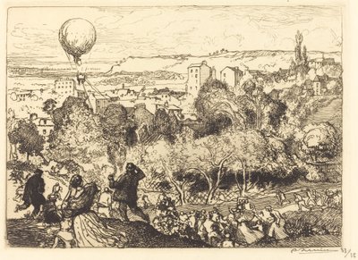 Spadający balon, w Pre-Saint-Gervais autorstwa Auguste Lepere