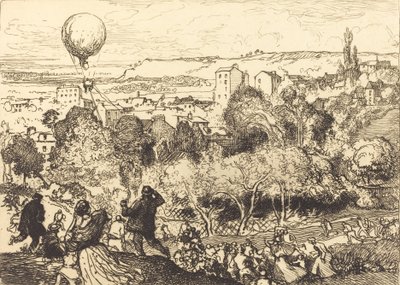 Spadający balon, w grobowcu Pre-Saint-Gervais Lebaloon qui, w Pre-Saint-Gervais, 1910. autorstwa Auguste Lepere