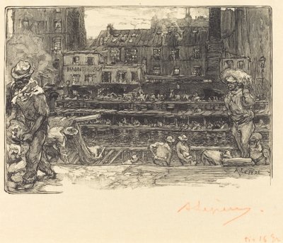 Rozładunek, Kanał St. Martin autorstwa Auguste Lepere