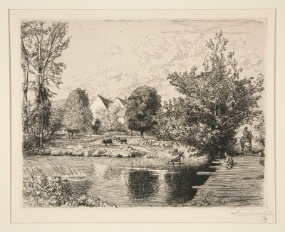 Vieille passerelle, bords du petit Morin (Stara Kładka, Brzegi Małego Morin) autorstwa Auguste Lepere