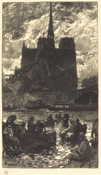 Kąpielisko za Notre-Dame autorstwa Auguste Lepere