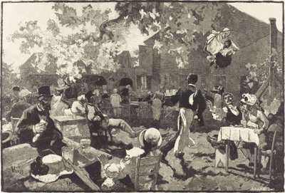 Cabaret du Coq de Bruyère w Bois de Meudon autorstwa Auguste Lepère after Daniel Vierge