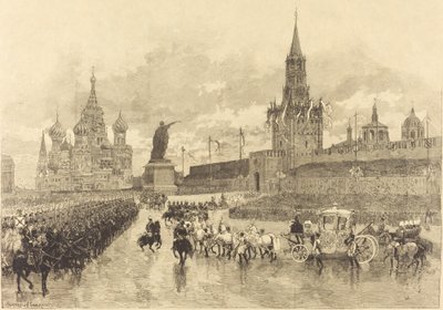 Koronacja cara. Imperial Cortège przecina Place Royale autorstwa Auguste Lepère and Auguste Gérardin