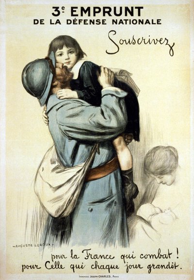 Trzecia pożyczka Obrony Narodowej "Subskrybuj dla Francji, która walczy i dla tej, która rośnie każdego dnia" - plakat autorstwa Auguste Leroux