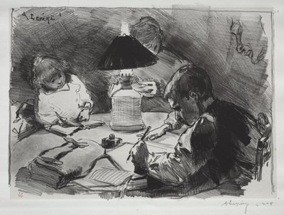 Wokół lampy autorstwa Auguste Louis Lepère