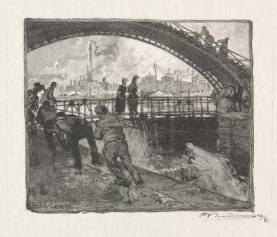 Śluza na kanale św. Marcina autorstwa Auguste Louis Lepère