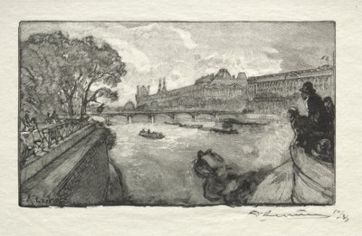 Luwr widziany z mostu Pont Neuf autorstwa Auguste Louis Lepère