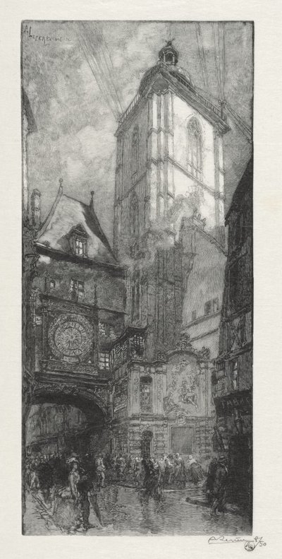 Ilustrowany Rouen: Wielki Zegar autorstwa Auguste Louis Lepère