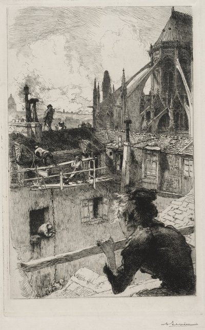 Na dachach w pobliżu Notre Dame autorstwa Auguste Louis Lepère