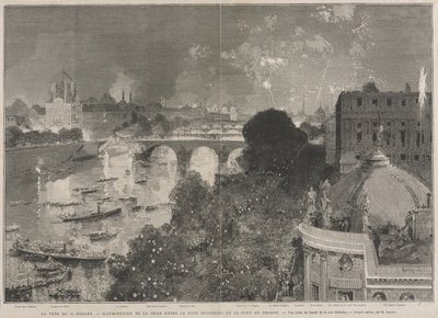 Święto 14 lipca, iluminacja Placu Republiki (według H. Scotta) autorstwa Auguste Louis Lepère