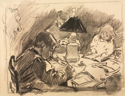 Wokół lampy autorstwa Auguste Louis Lepère