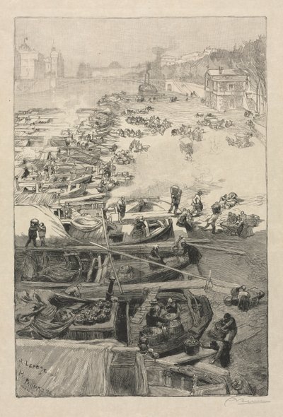 Przybycie ziemniaków do Hotel de Ville, 1883. autorstwa Auguste Louis Lepère