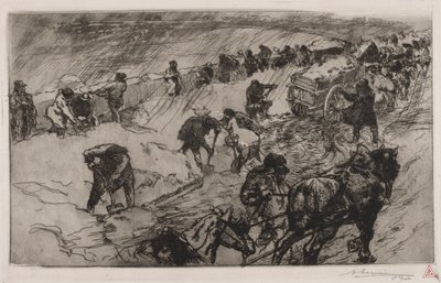 Walka ze śniegiem, Quai aux Fleurs autorstwa Auguste Louis Lepère